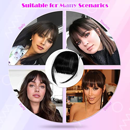 2pcs Bangs Hair Clip in Extensions, francuski Hair Bangs Fringe Hair Extension One Piece Clip on Front Bangs Hairpic čelo Topper, Clip in Fringe Wigs Synthetic for Girls Women, Fashion Natural Black