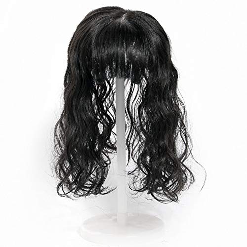 14x16cm Silk Base Topper za kosu sa šiškama Wave Clip u frizuri sa šiškama ženski Topper za kosu za gubitak kose u šiškama 10inch prirodna crna