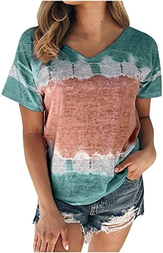 Teen Girls Deep V izrez Pamuk Grafički prugasti gornji majica za žene jesen ljeto mi mi