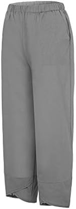 HonpraD pantalone sa širokim nogama za žene odjevene sitne hlače čvrste Ležerne ljetne žene pamuk labav