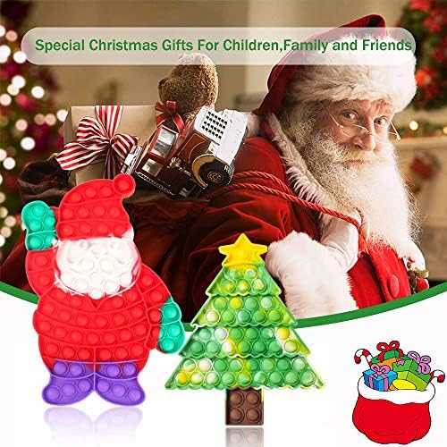 2 Pack Božić pop fidget igračke - velike veličine pop mjehurići fidgets sentory igračka, ogromna silikonska igračka božićna stablo santa claus ukrasi dekor stranke za djecu i odrasle