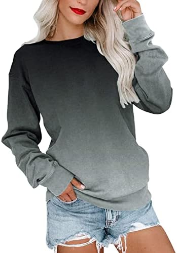 Doinshop majice s dugim rukavima za ženske duksere za vrat pulover povremene ležerne modne tunike na vrhu