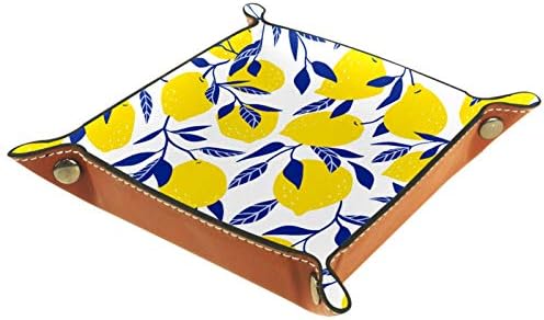 Sklopivi Rolling Dice igre Tray Lemon uzorak žuta voće koža Square nakit ladice ključ novčić bombona kutija