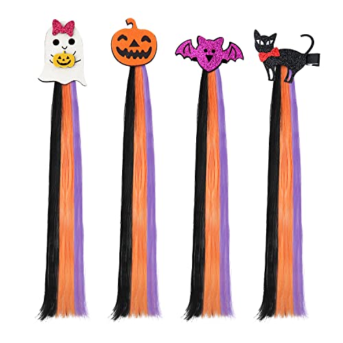 TOYMIS 4kom Halloween cartoon hair Clips, Ghost Black Cat Bat Pumpkin hair Clips Halloween Hair Accessories