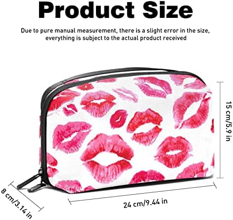 Ženske i djevojke Pink Kiss uzorak torba za šminkanje prostrana kozmetička torba torbica torbica torbica