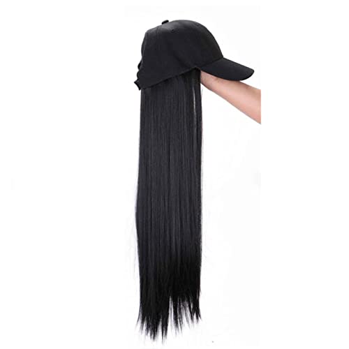 ROVAYA 24 long Straingt Sintetička kapa za kosu za žene Podesiva bejzbol kapa sa ekstenzijama za kosu priložena