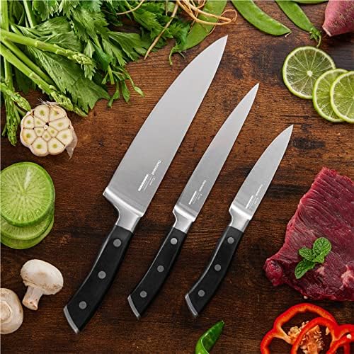 Oakware kuhinjski nož set 3-komadni, ultra oštri kuhinjski noževi, parijski nož i komunalni nož za kuhinju,