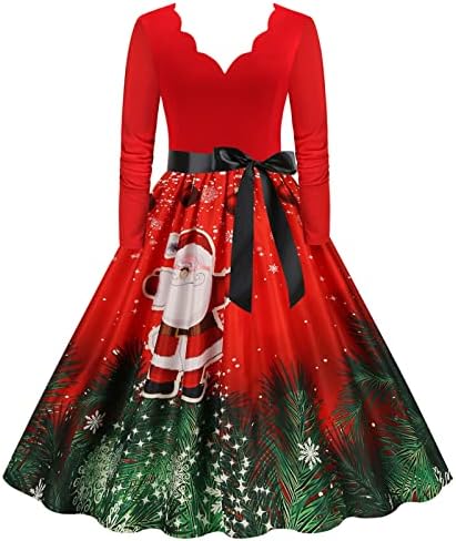 ZEFOTIM Valentines / Božićne haljine za žene Casual elegantan Dugi rukav Holiday Party koktel haljina sa