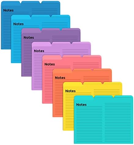 Fascikle obloženih datoteka, 24 pakovanja, fascikle datoteka sa tabelama, kartice sa 1/3 reza, 8 živih boja, teška kategorija, fascikle veličine slova, 9,5 x 11,5, Set levo/centar / desno po boji, bolji kancelarijski proizvodi