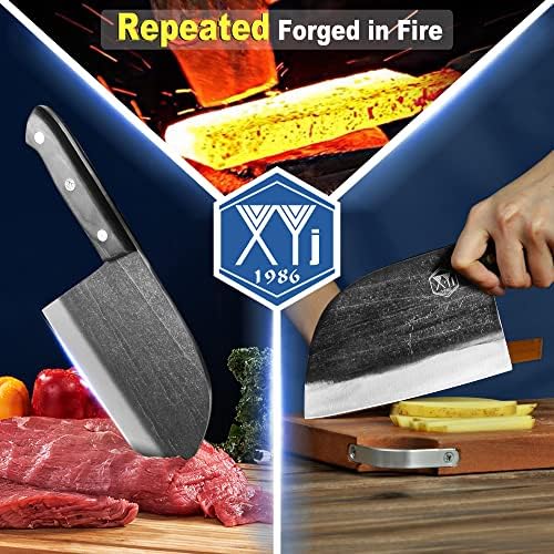 XYJ Full Tang kovanje Chef noževi meso mesarski nož vanjski kamp kuhanje nož sa Carry kožni omotač