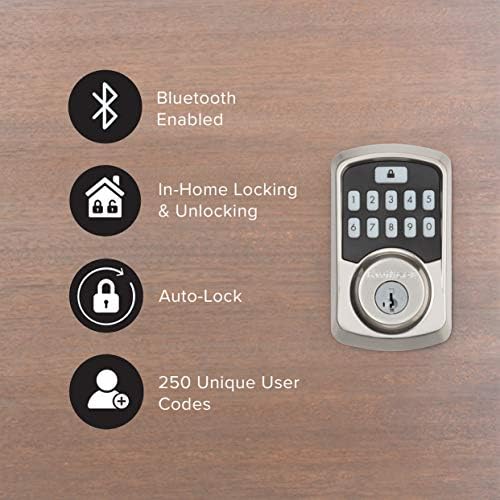 Kwikset 99420-001 Aura Bluetooth Programabilna Brava Za Zaključavanje Vrata Tastature Sa SmartKey Sigurnošću, Satin Nickel