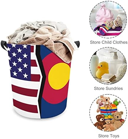 Korpa za pranje veša sa državnom zastavom Amerike i Kolorada sklopiva torba za odlaganje kante za veš sa