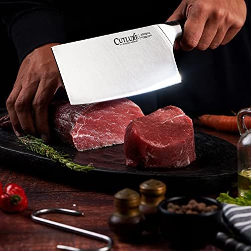 Cutluxe Cleaver nož i kuhar - kovani visoko ugljični njemački čelik - Potpuno Tang & Brazha Sharp - Ergonomska