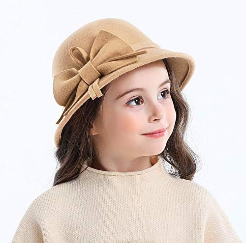 Bienvenu Kids Girls zimski topli šeširi od vune Fedore sa mašnom