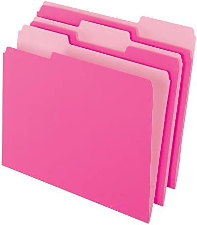 Office Depot dvobojne fascikle datoteka u boji, izrezan 1/3 jezička, veličina slova, roze, kutija od 100,