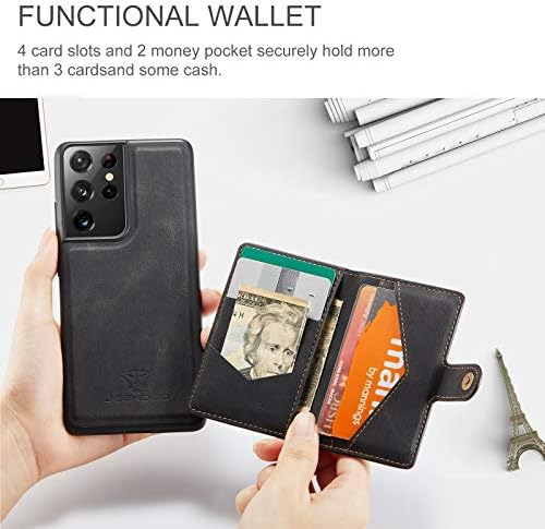 Simicoo Samsung S21 Ultra odvojiva magnetna torbica za novčanik držač kreditne kartice kopča za novac prednji