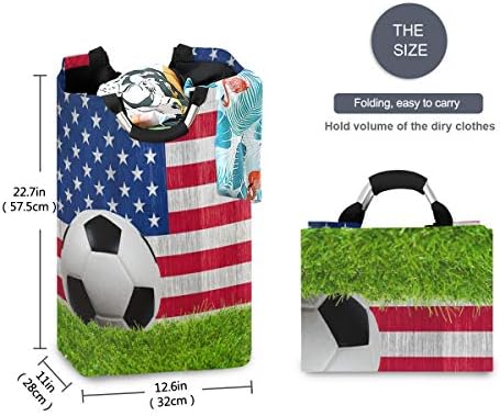 Bardic sklopiva korpa za veš sa ručkom fudbalska američka zastava prijenosni sklopivi držač za veš krpom