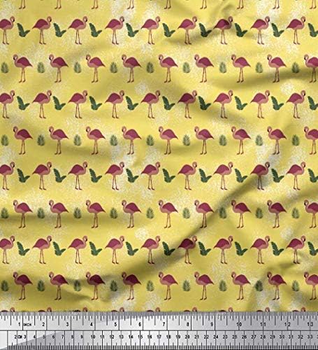 Soimoi pamuk Jersey fabric Check, tropsko lišće & Flamingo ptica Print šivanje Fabric Dvorište 58 inčni