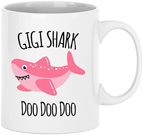 Exxtra pokloni Gigi Shark Mug baka Kup od unučadi Funny baka Doo doo prisutan 11 Oz bijeli