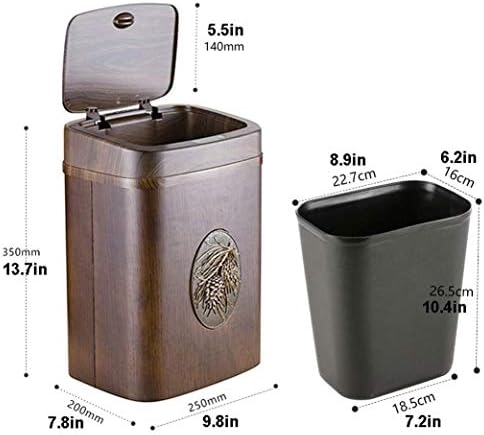 KLHHG Drveni kvadratni kantu, automatsko osjetljivo smeće može sa poklopcem, kuhinjom kante za smeće za