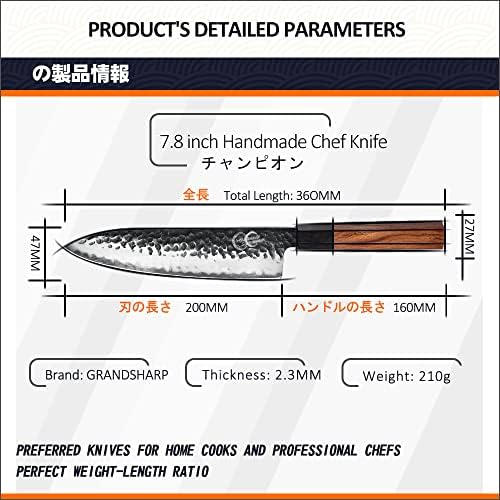 Kuharski nož 8-inčni ručno rađeni promišljeni pro japanski oštri AUS10 High Carbon troslojni čelični čelični