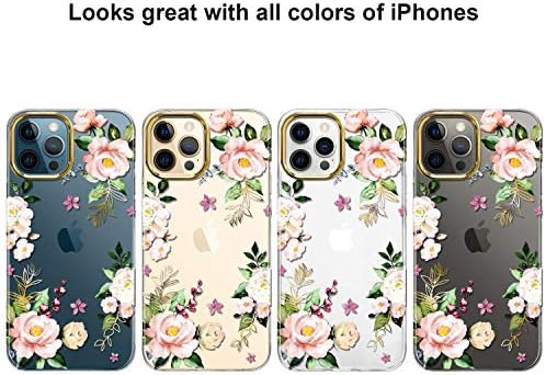 Caoume dizajniran za iPhone 12 Pro Max Case 6.7 inča 2020, Clear Glitter cvjetna žena tanka mekani TPU cvjetni