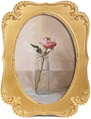 Sikoo Vintage Okviri za slike 5 × 7 zlatnih okvira Antikni ukrašeni okvir za fotografije i 5x7 ovalni okvir slike Antikni okvir za slike, zidna umjetnost, fotogalerija