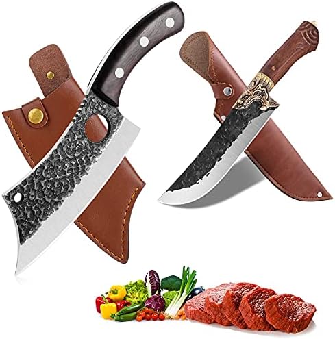 DRAGON RIOT kuhinja kuhar nož Set vanjski kamp nož sa kožnom koricom kovanim Cleaver Mesar Boning noževi