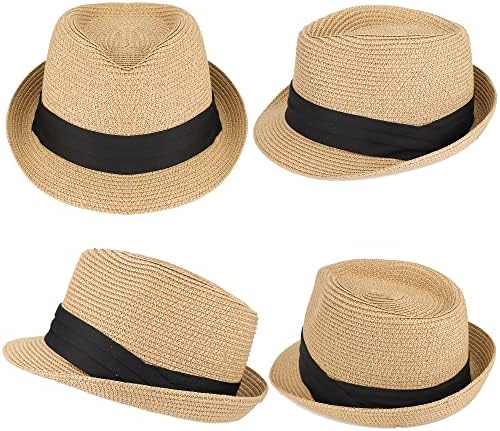 Kids Fedora-šešir za sunce kratki Brim Trilby Summer Beach slamnati šešir za dječake i djevojčice