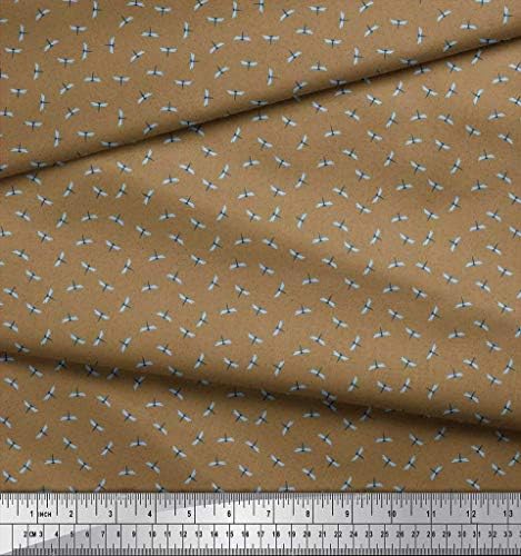 Soimoi Cotton Jersey Fabric Dot & amp ;Dragonfly Shirting Print Fabric by the Yard 58 inch Wide