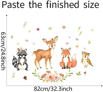 Rofarso slatka crtana lijepa šumska zidna naljepnica za djecu koja se uklanjaju rakun jelena lisica sova