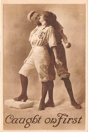 Anonymous serije 113 Sepia djevojke & Igrači, Bejzbol, Base Ball Strip stara Vintage Antique razglednica