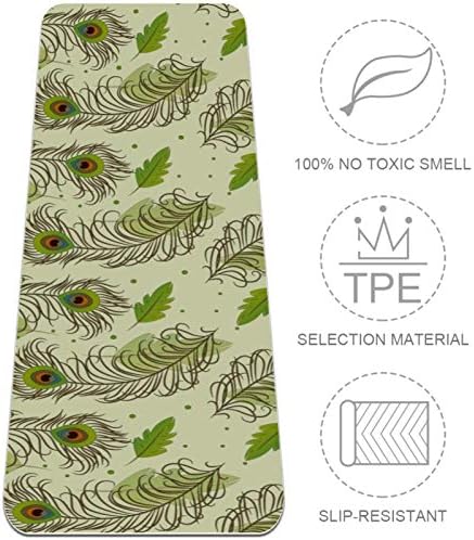 Siebzeh dizajn uzorka od zelenog paunovog perja Premium debela prostirka za jogu Eco Friendly Rubber Health
