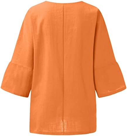 Ženske pamučne majice Thirt Plus Veličina modni čvrsti tunik Tees casual labav fit comfy 3/4 rukavice majice