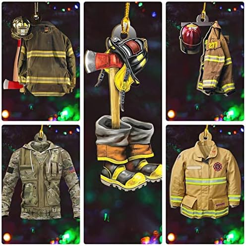 Ornamenti vatrogasaca za jelku, 6 kom vatrogasna uniforma Božićni Ornament 2021, personalizovani ukras za