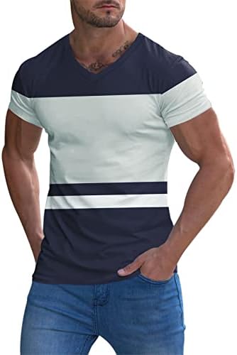 XXBR muške majice s kratkim rukavima s kratkim rukavima, ljetni blok boja Patchwork Slim Fit Sports Tee