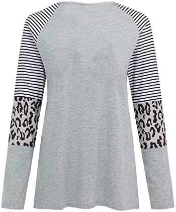 Sretan Božić ženska Leopard štampana majica vrhovi patchwork boja blok tunike bluze okrugli vrat Dugi rukav
