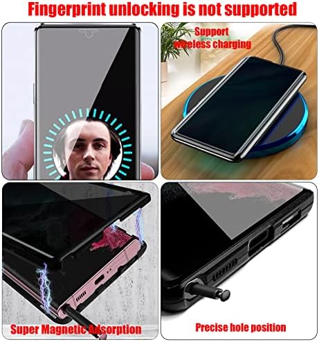 Magnetska futrola za Samsung Galaxy S23 Ultra, Anti peefing dvostrana kutija za kameru [Super magnetska