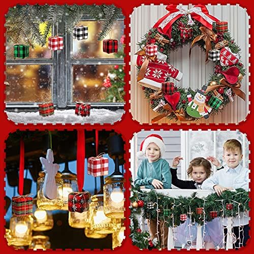 24 komada Mini pokloni za zanate Buffalo Plaid dekoracija božićnih jelki paketi Poklon kutija Božićni dekor