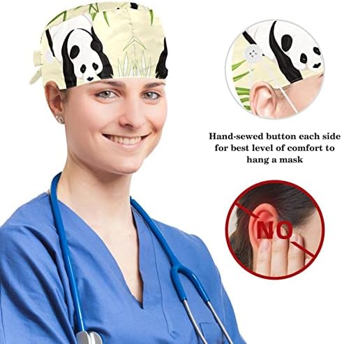 Panda životinja Radna kapa sa dugmetom i znoj, podesivi elastični zavoj Tie back kape za žene & amp ;muškarci