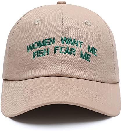OCIOVAN bejzbol kape za muškarce žene, vezene žene žele me riba Strah Me vez podesivi kamiondžija šešir
