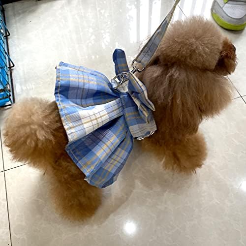 Riyanon plavi pleteni haljini za pse sa D prstenom lukom kravata šarmantna djevojka haljina za pse za šetnju,