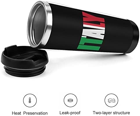 Italija Italijanska država zastava zatrabljuje zatrabnu kriglu za kavu Izolirana putni pehar za piće boca s poklopcem