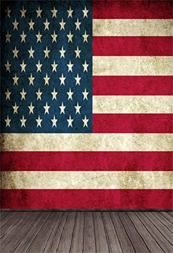 Aofoto 3x5ft Vintage pozadina američke zastave SAD 4. jula dekor za zabavu stari drveni pod fotografija