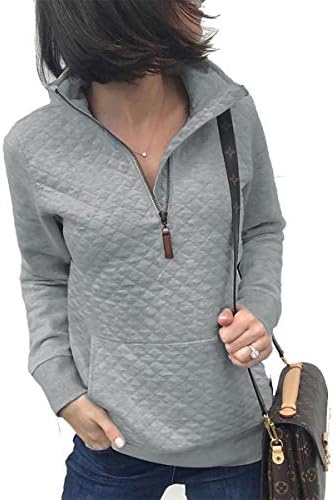 Ženski modni uzorak uzorak s dugim rukavima, dukserica sa patentnim zatvaračem, majica pulover pune boje