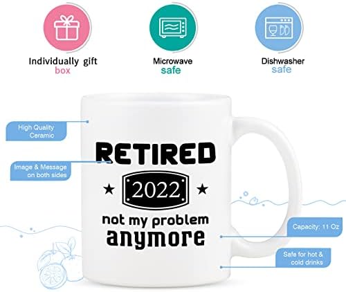 Yhrjwn pokloni za penziju za muškarce 2022 - smiješni pokloni za penziju za muškarce žene - sretni pokloni za penziju za kolege prijatelje porodice muž žena - 2022 poklon za penziju 11 Oz White