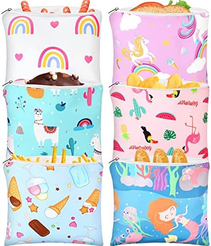 6 komada višekratne torbe za užinu za djecu torbe za sendviče torbica za užinu Zipper Cartoon perive torbe