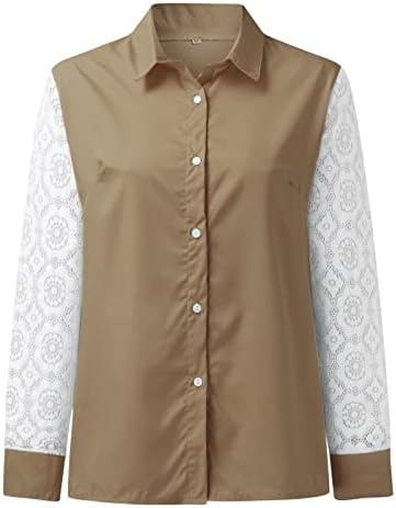 Majice za žene Dugi rukav ženske košulje sa reverom Dugi rukav bluza sa dugačkim rukavom dugme dole košulje