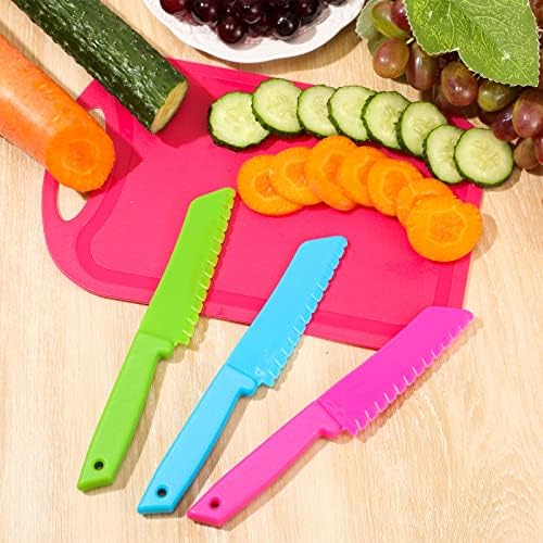 20 kom dečiji plastični set noža sa daskom za sečenje alati za male noževe, uključujući 10 bezbedan nož za decu 10 Dečija tabla za seckanje dečiji pribor za kuvanje za klub za kuvanje, predškolsku ustanovu, dečiji čas kuvanja