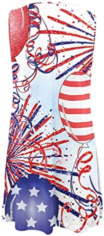 4. jula haljina za žene ljetna Casual Tank haljina američka zastava bez rukava O vrat Ključaonica Stars